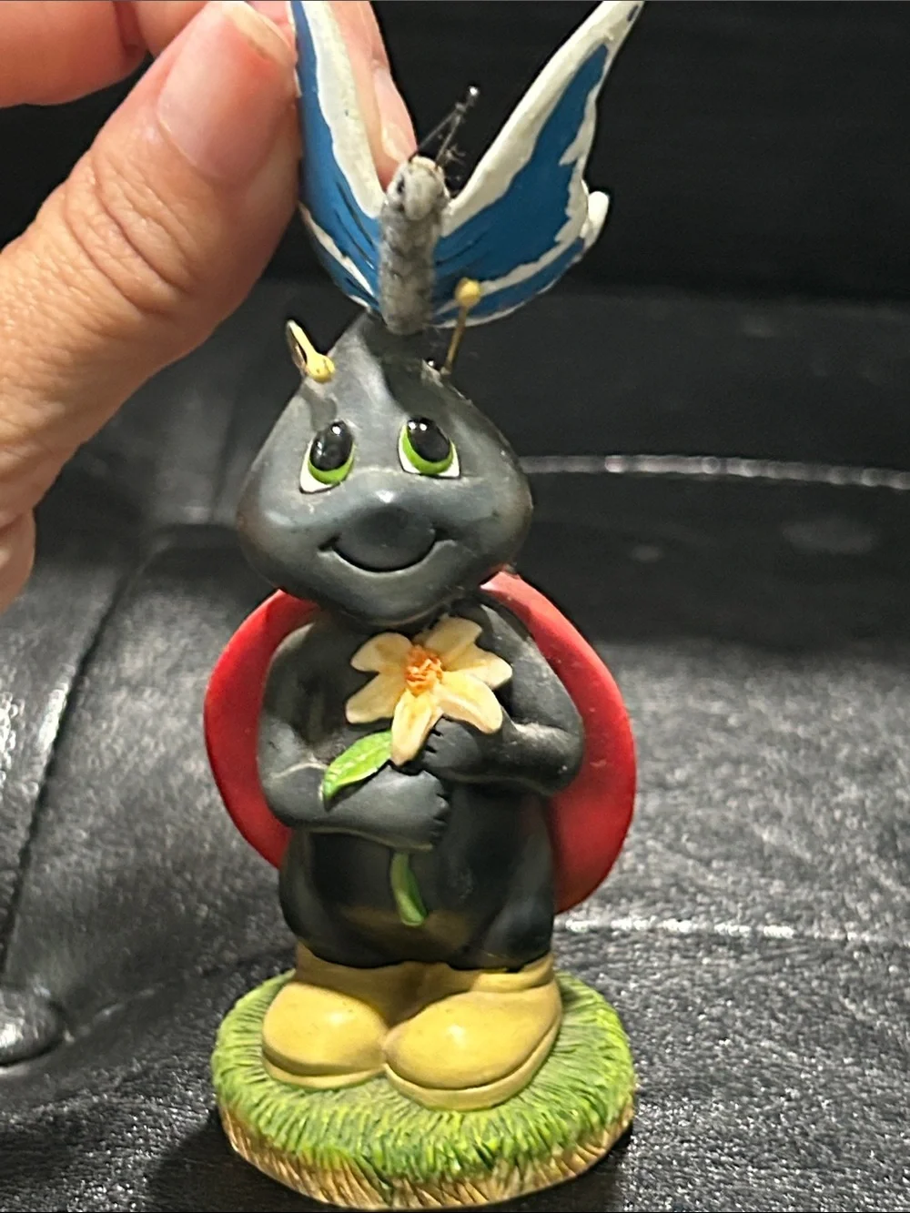 Lola the Ladybug Figurine with Red Wings and Yellow Shoes